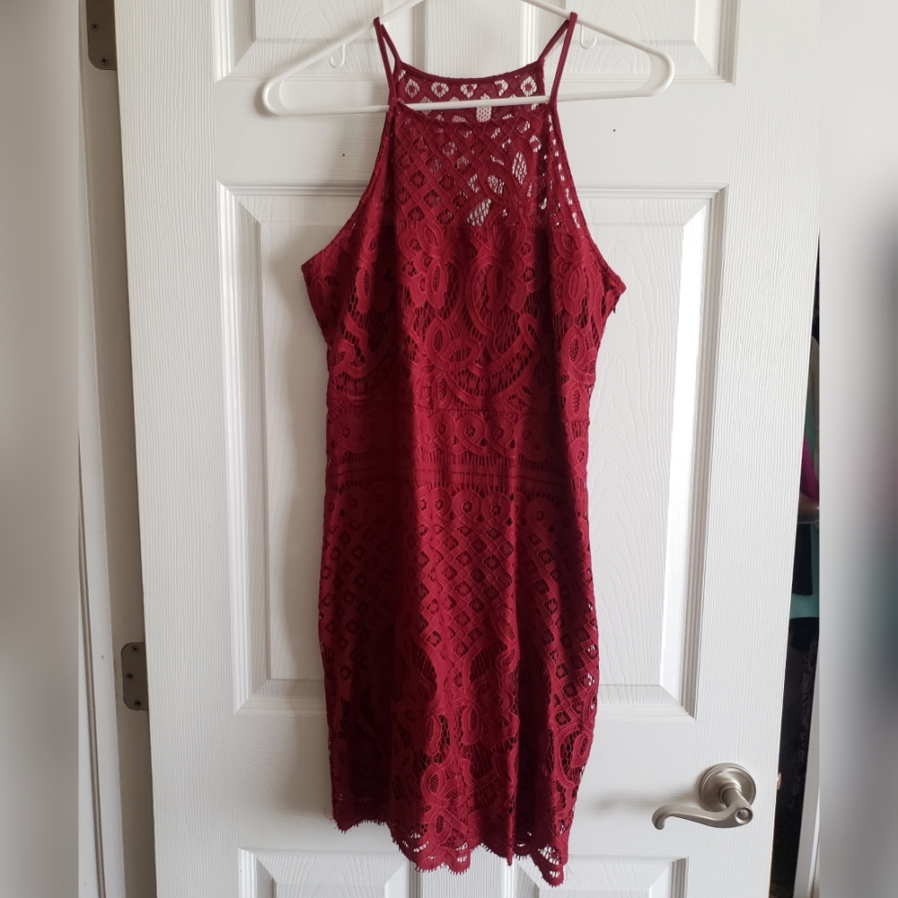 Maroon lace cocktail dress